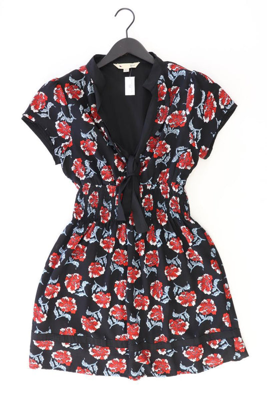 YUMI Stretchkleid Gr. M mit Blumenmuster Kurzarm schwarz aus Polyester