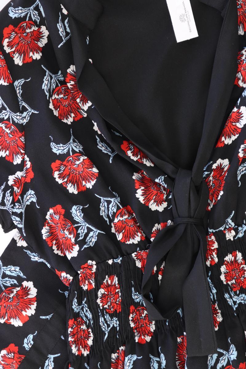 YUMI Stretchkleid Gr. M mit Blumenmuster Kurzarm schwarz aus Polyester