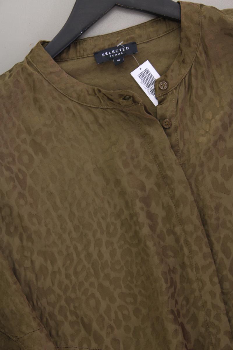 Selected Femme Kurzarmkleid Gr. 40 olivgrün aus Viskose