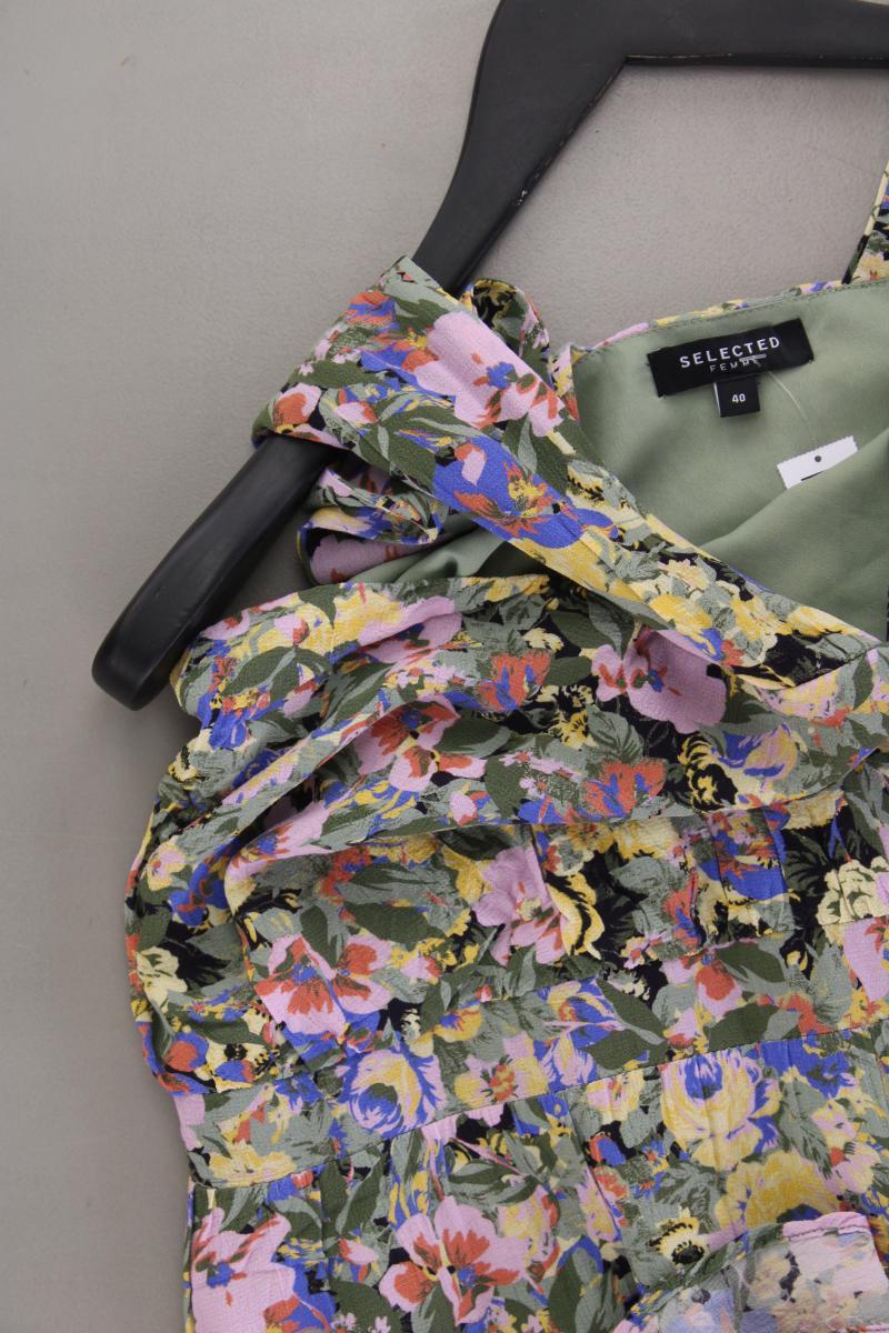Selected Femme Midikleid Gr. 40 mit Blumenmuster Träger mehrfarbig aus Viskose