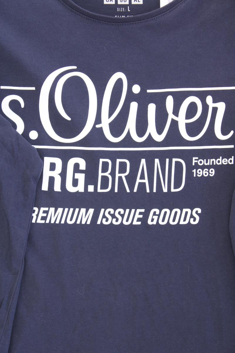 s.Oliver Printshirt für Herren Gr. L Langarm grau aus Baumwolle