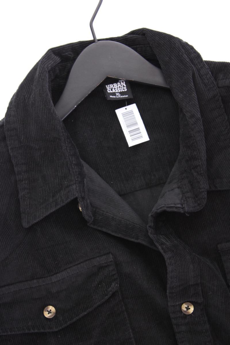 URBAN CLASSICS Hemdjacke für Herren Gr. XL schwarz aus Baumwolle