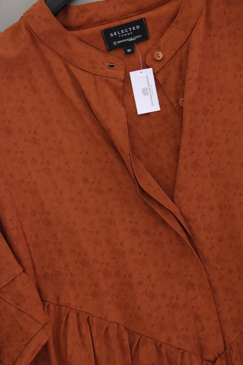 Selected Femme Kurzarmkleid Gr. 42 neuwertig orange aus Viskose