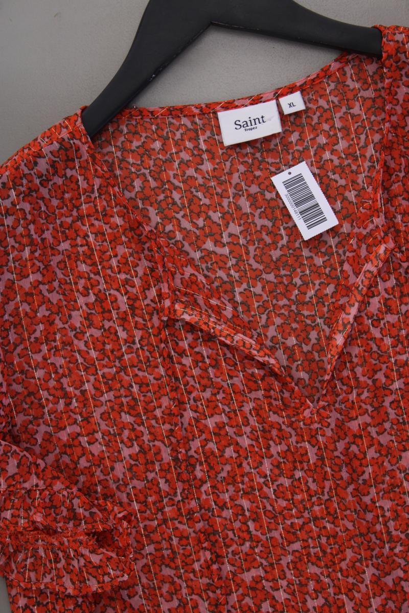Saint Tropez Kurzarmkleid Gr. XL mit Blumenmuster orange aus Polyester