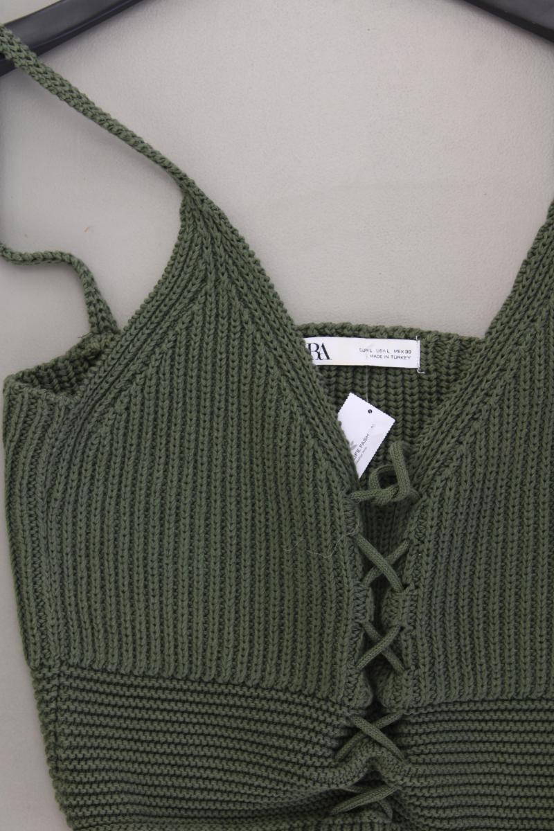 Zara Stricktop Gr. L olivgrün aus Baumwolle