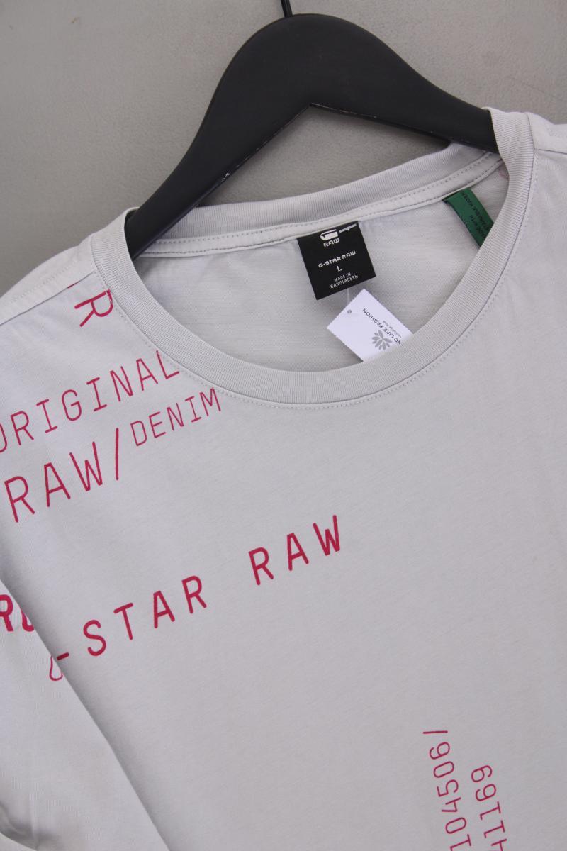 G-Star RAW Printshirt für Herren Gr. L Kurzarm grau aus Baumwolle