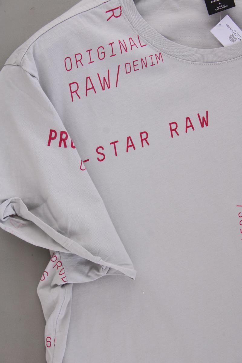 G-Star RAW Printshirt für Herren Gr. L Kurzarm grau aus Baumwolle