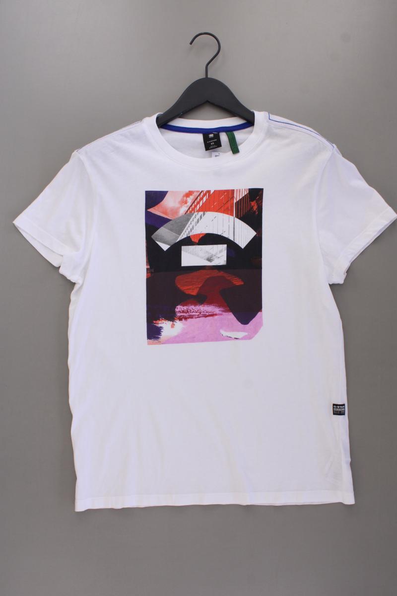 G-Star RAW Printshirt für Herren Gr. XS neuwertig Kurzarm weiß aus Baumwolle