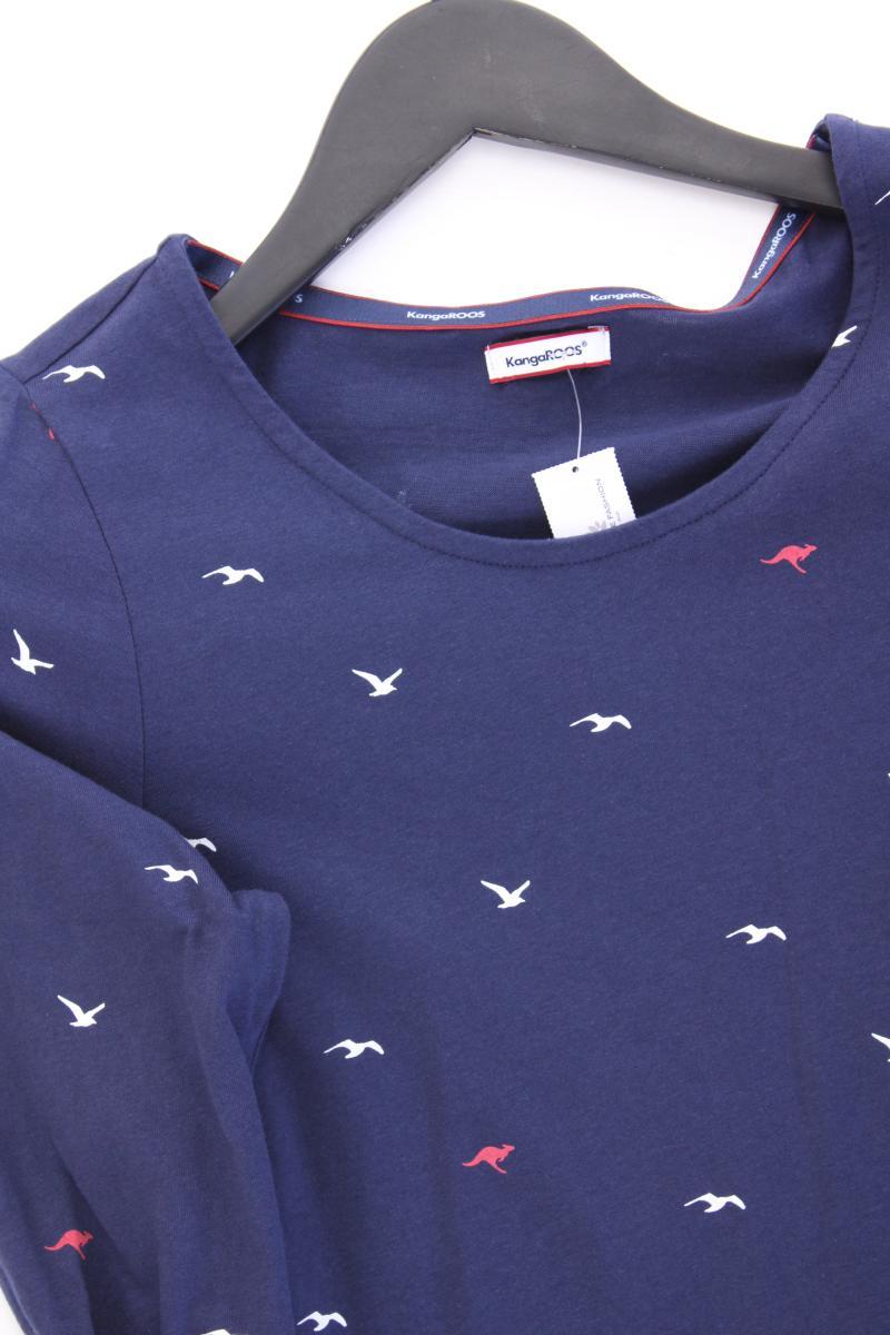 Kangaroos Kleid mit Vogelmuster Gr. 34 neuwertig 3/4 Ärmel blau aus Baumwolle