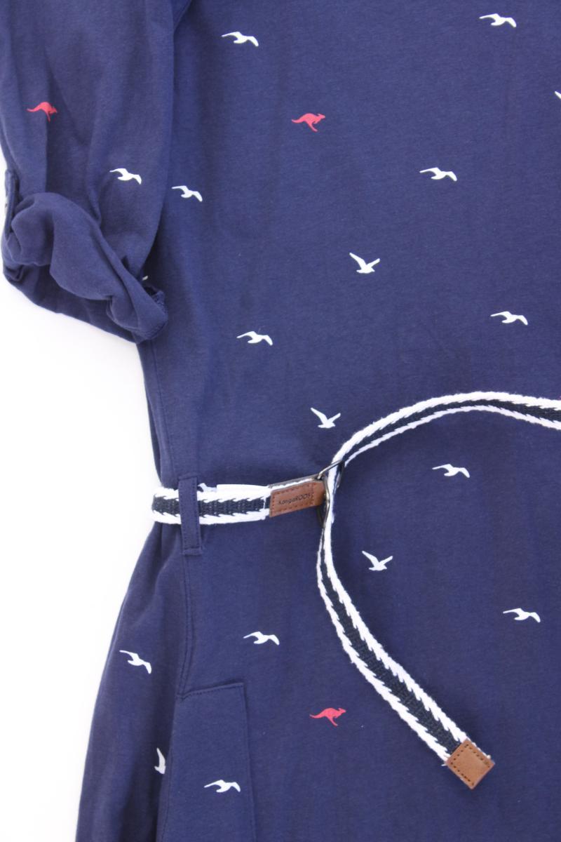 Kangaroos Kleid mit Vogelmuster Gr. 34 neuwertig 3/4 Ärmel blau aus Baumwolle