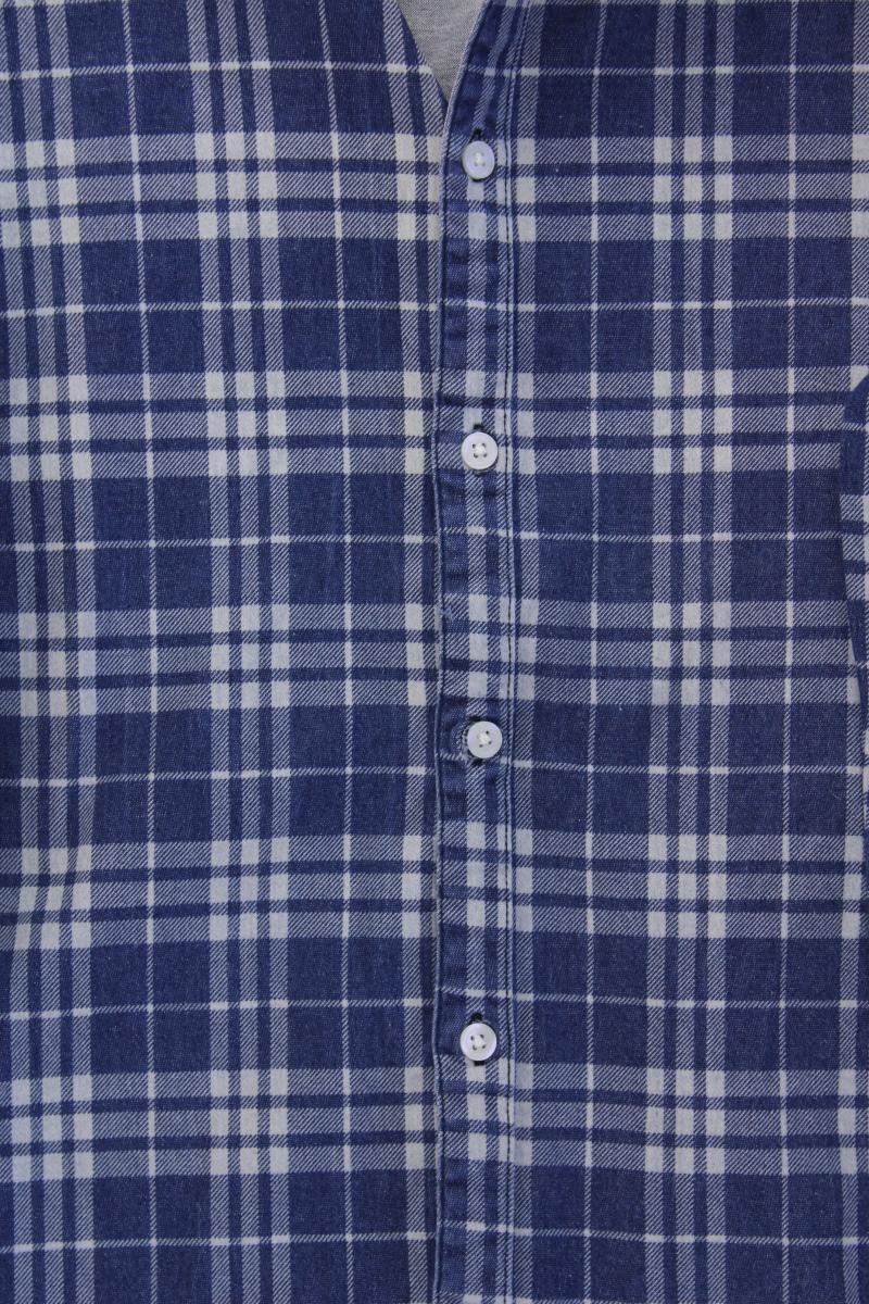 Asos Karohemd für Herren Gr. XL kariert Langarm blau aus Baumwolle