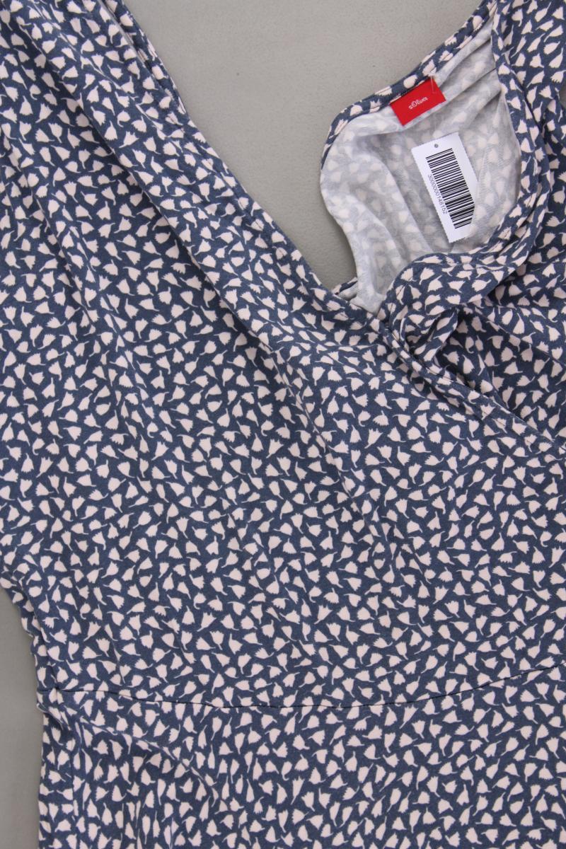 s.Oliver Jerseykleid Gr. 46 geometrisches Muster Träger blau aus Viskose