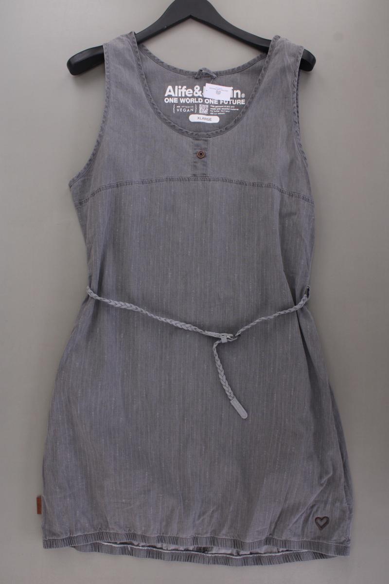 ALIFE AND KICKIN Trägerkleid Gr. XL mit Gürtel Ärmellos grau aus Baumwolle