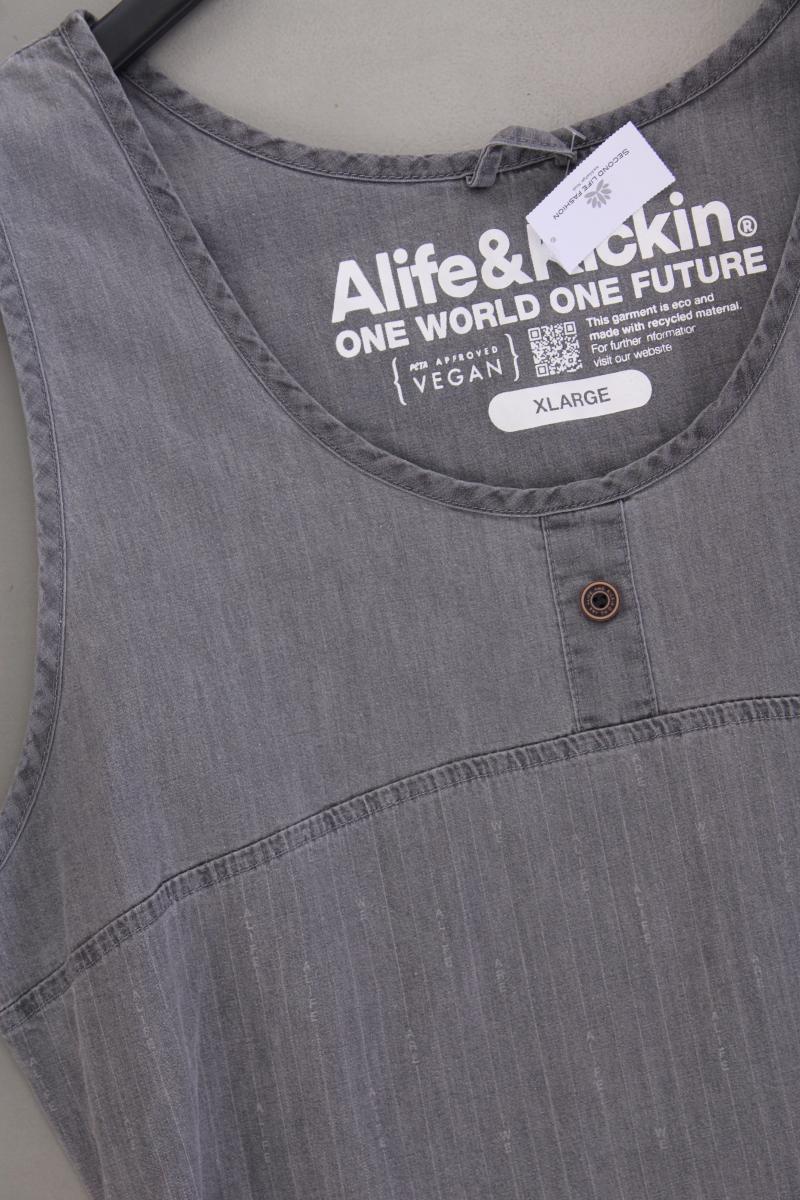 ALIFE AND KICKIN Trägerkleid Gr. XL mit Gürtel Ärmellos grau aus Baumwolle