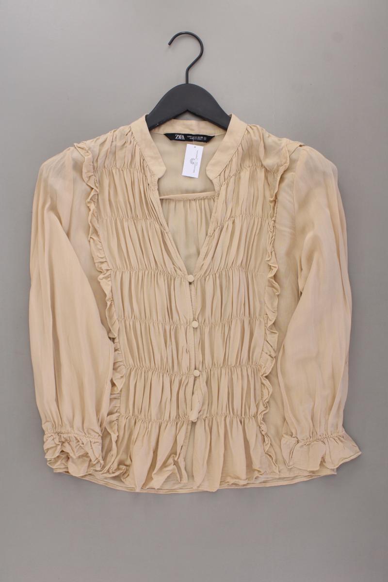 Zara Langarmbluse Gr. S creme aus Viskose