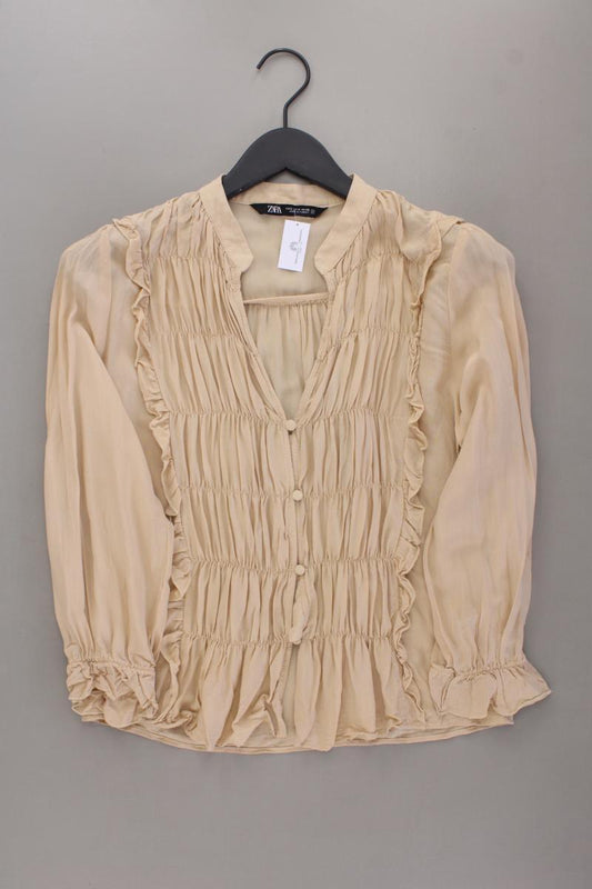 Zara Langarmbluse Gr. S creme aus Viskose