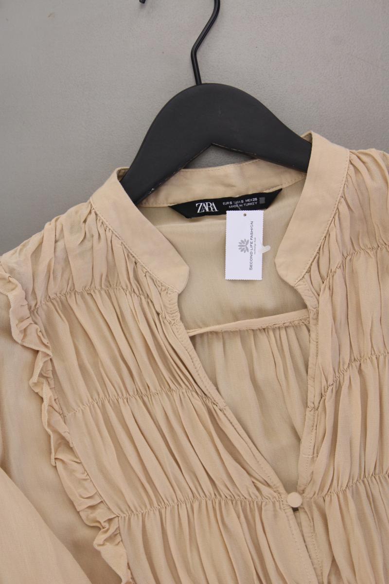 Zara Langarmbluse Gr. S creme aus Viskose
