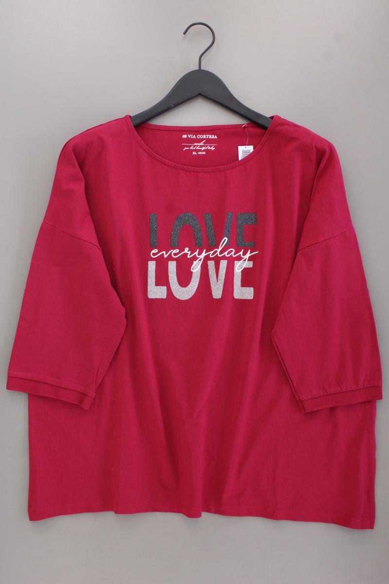 Via Cortesa Oversize-Shirt Gr. 48/50 3/4 Ärmel mit Glitzer rot aus Baumwolle