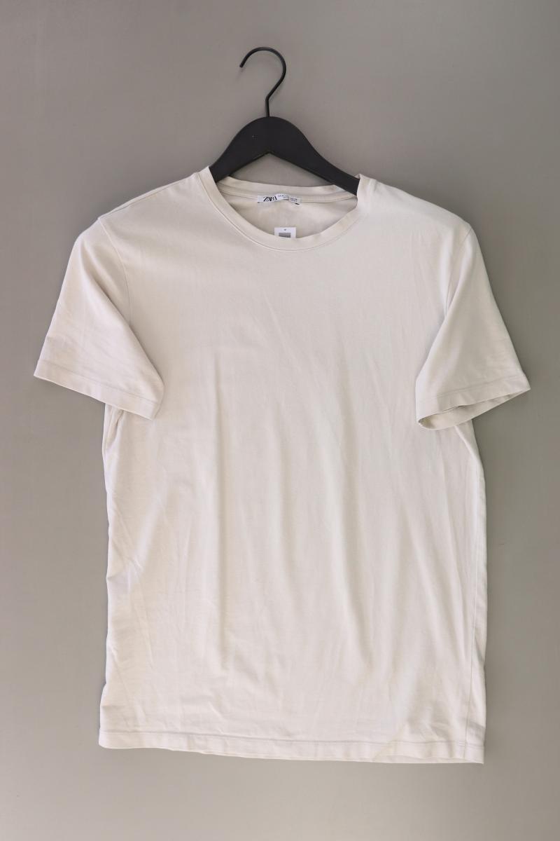 Zara T-Shirt für Herren Gr. M Kurzarm creme aus Baumwolle