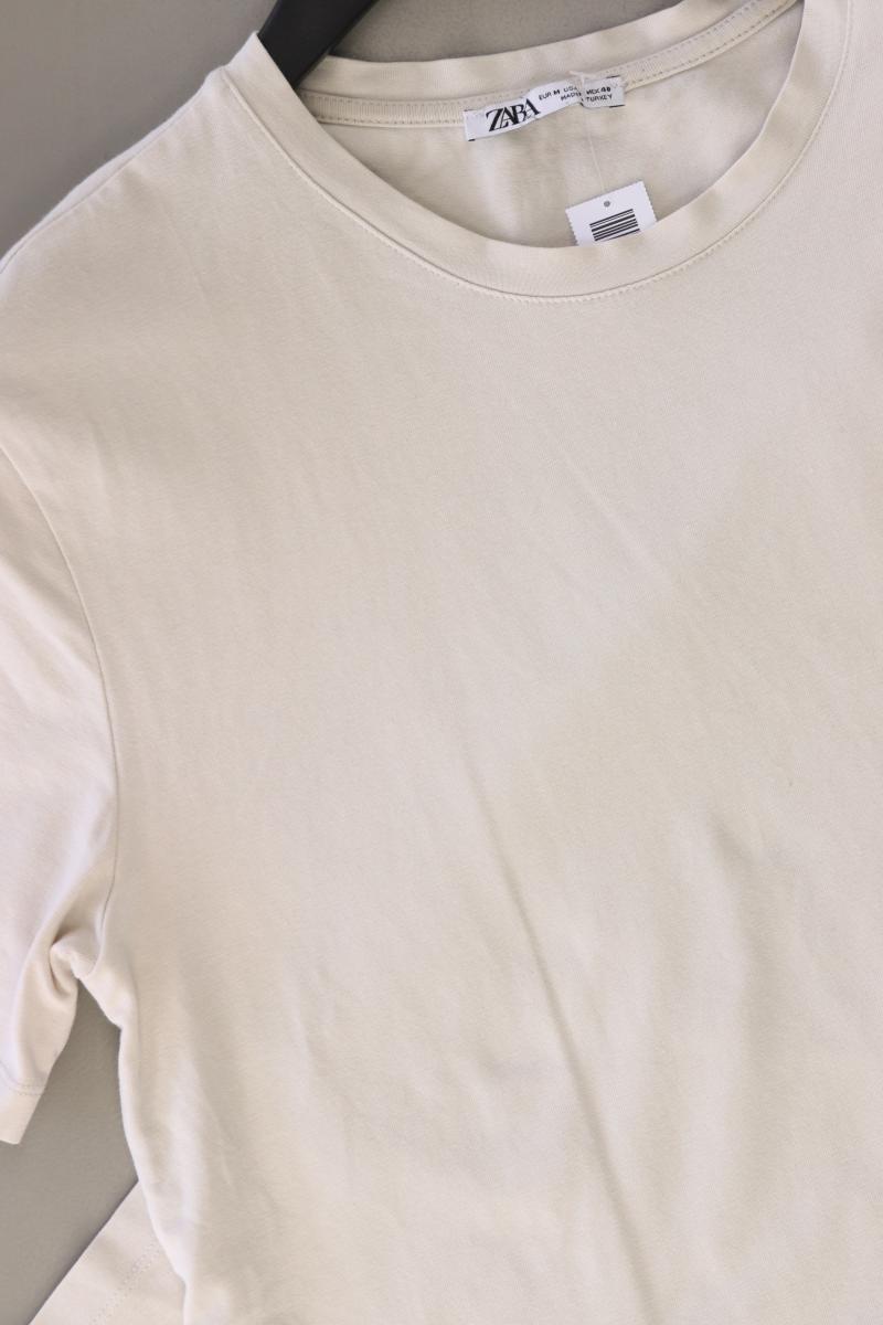 Zara T-Shirt für Herren Gr. M Kurzarm creme aus Baumwolle