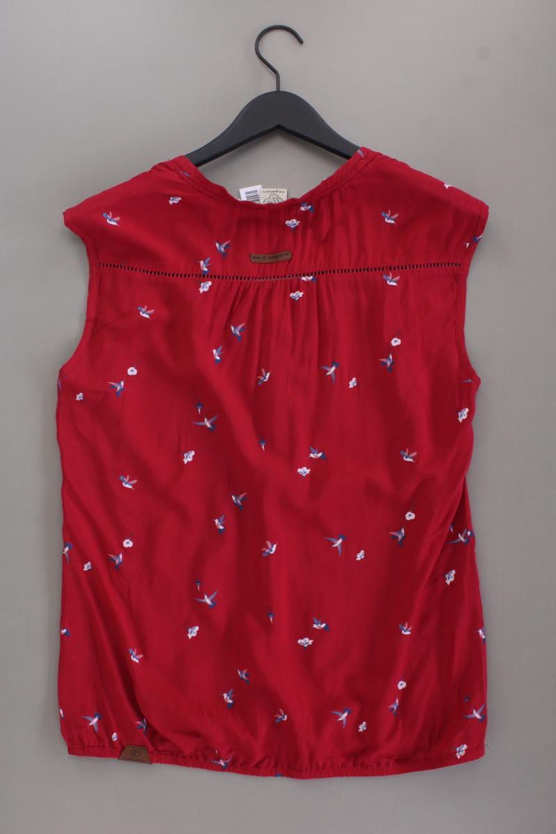 Ragwear Bluse mit Vogelmuster Gr. L Kurzarm rot