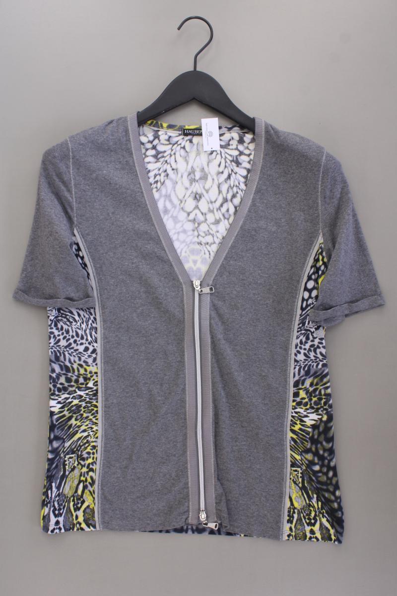 Hauber Shirt mit V-Ausschnitt Gr. 42 neuwertig Kurzarm grau aus Baumwolle