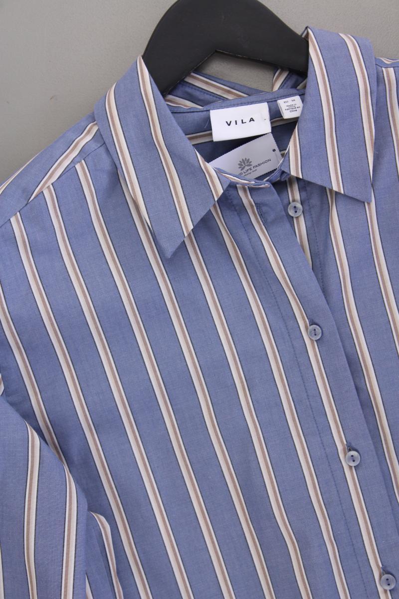 Vila Longbluse Gr. 36 gestreift Langarm blau aus Polyester