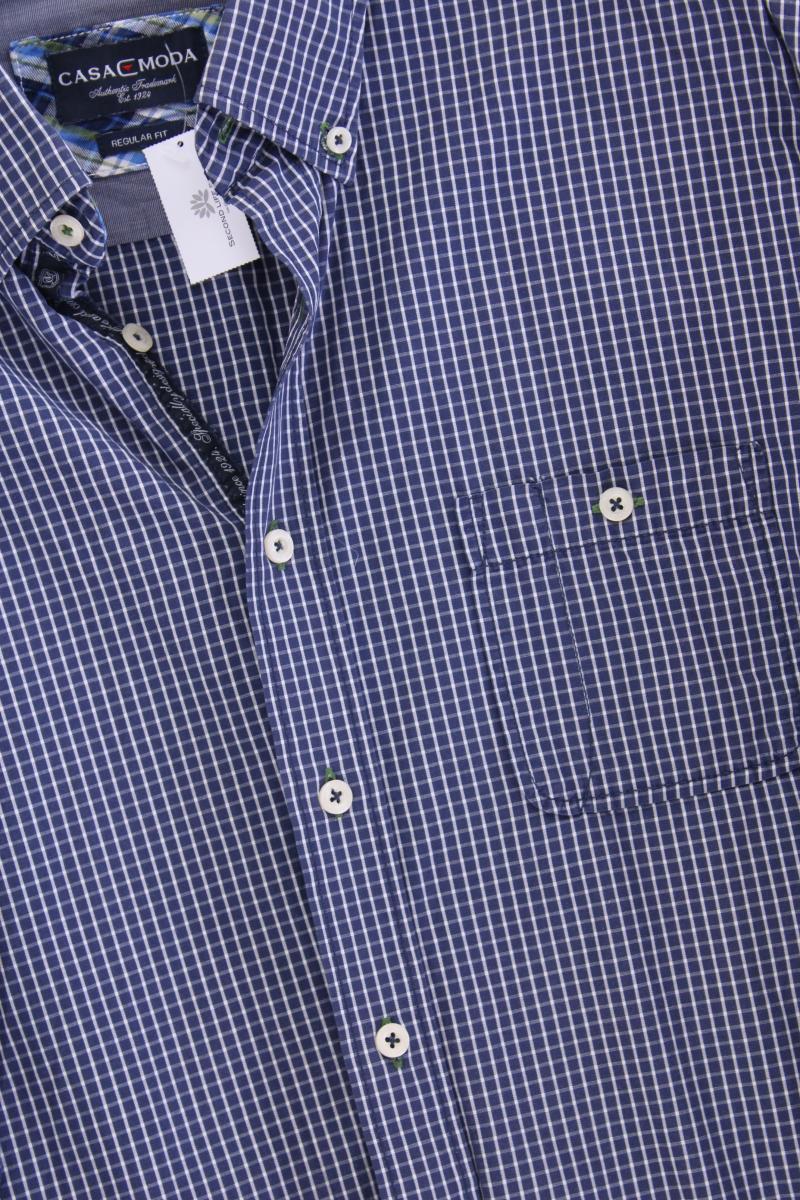 Casa Moda Langarmhemd für Herren Gr. Hemdgröße 45/46 geometrisches Muster blau