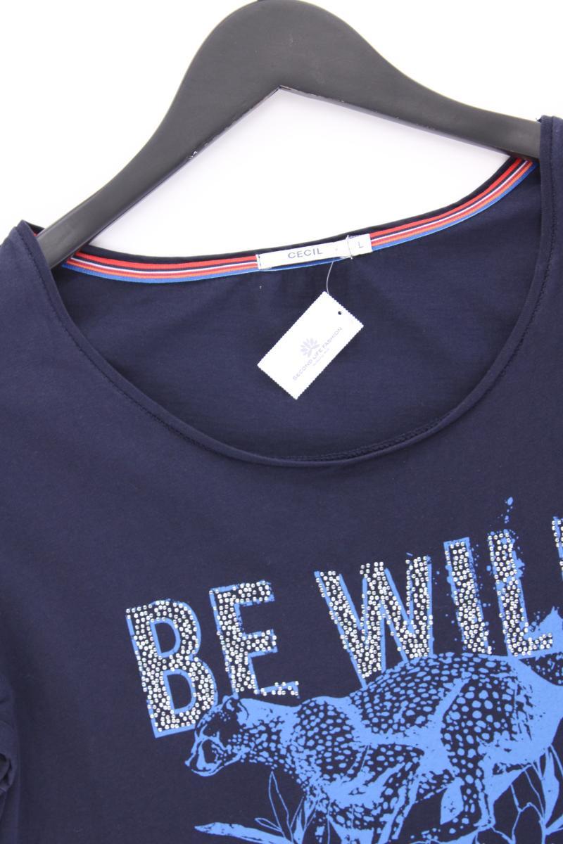 Cecil Printshirt Gr. L Kurzarm blau