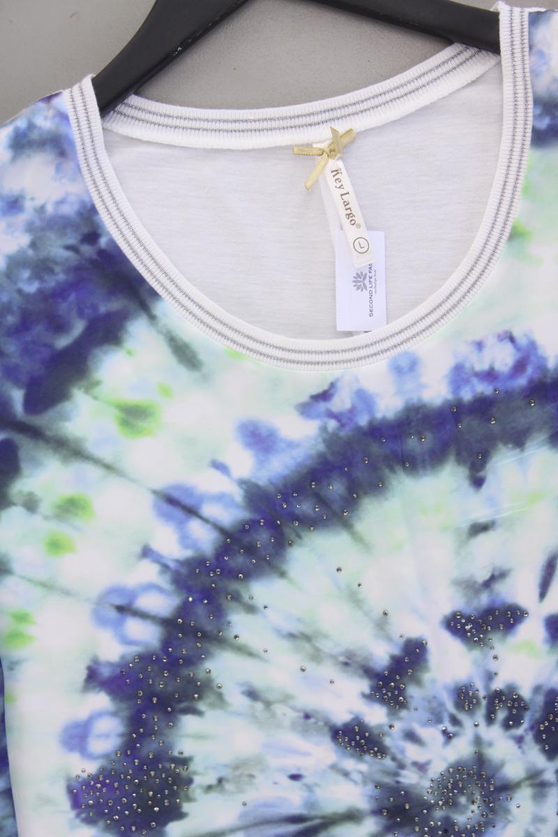 Key Largo Kurzarmbluse Gr. L mit Batikmuster blau