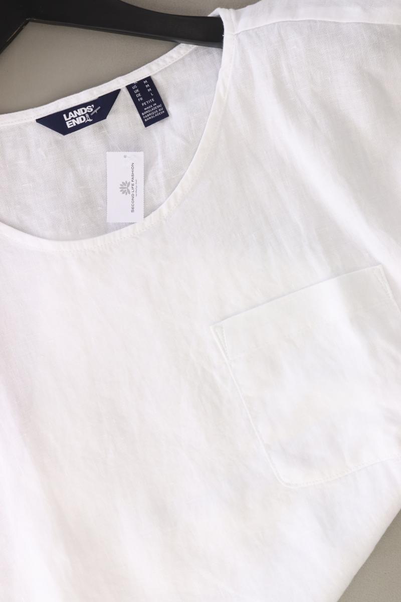 Lands' End Leinenbluse Gr. S Kurzarm weiß