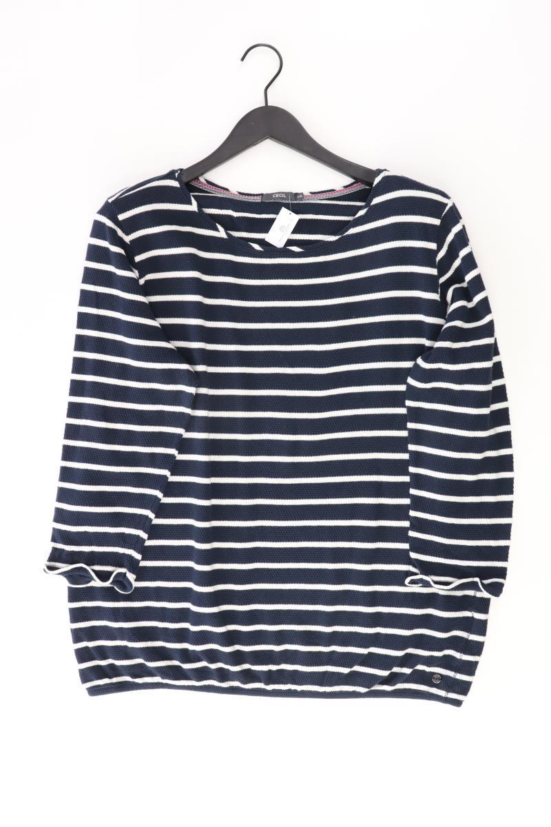 Cecil Feinstrickpullover Gr. XXL gestreift blau aus Baumwolle