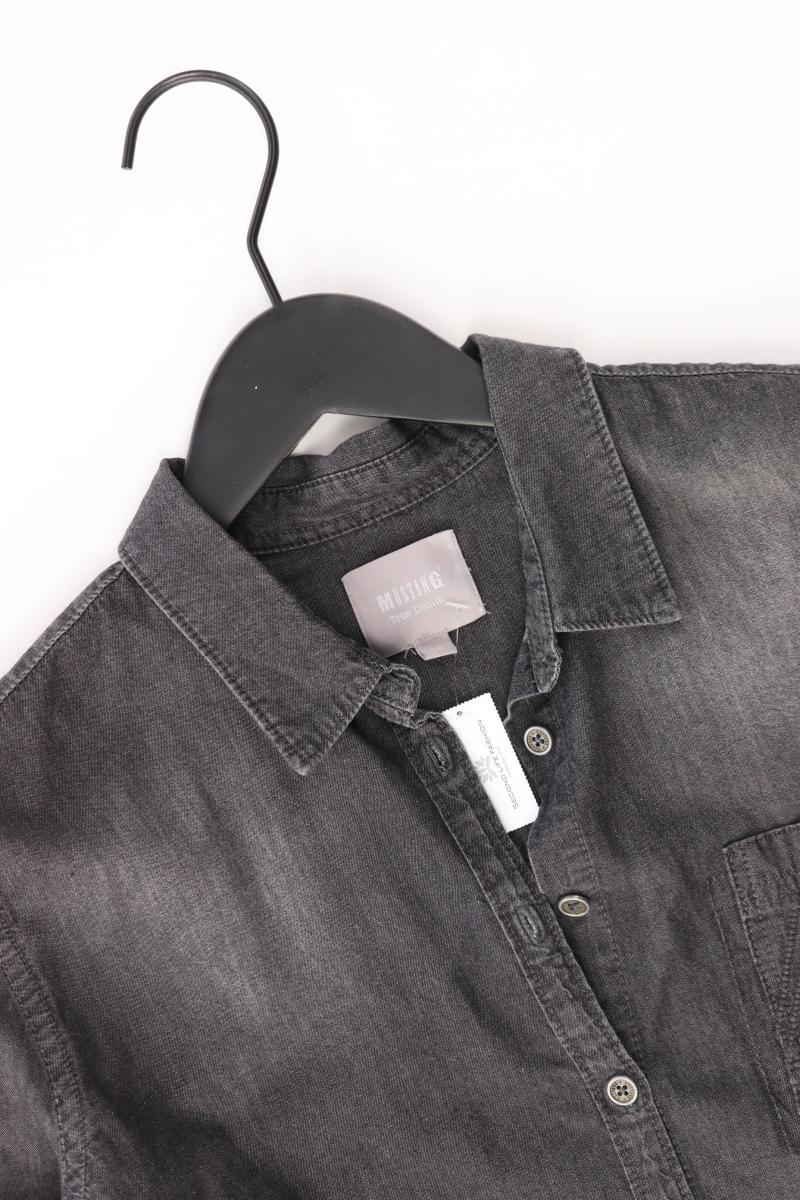 Mustang Jeansbluse Gr. 38 Langarm grau aus Baumwolle