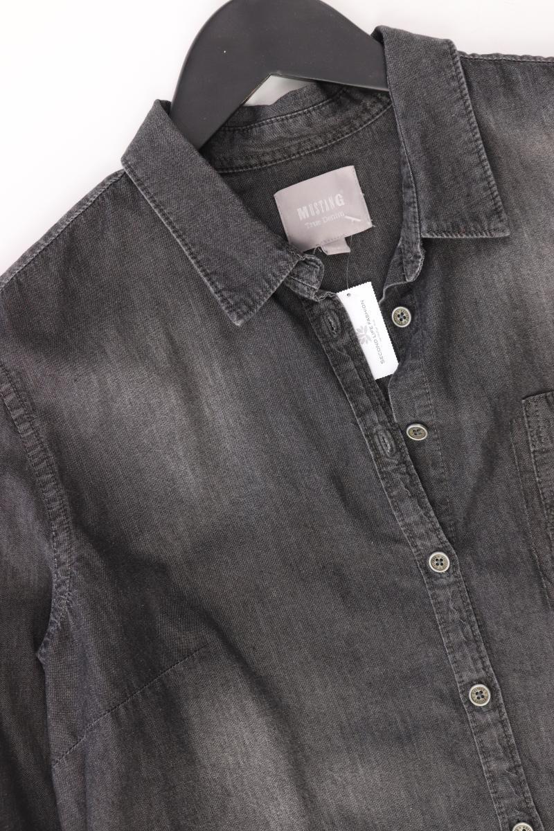 Mustang Jeansbluse Gr. 38 Langarm grau aus Baumwolle