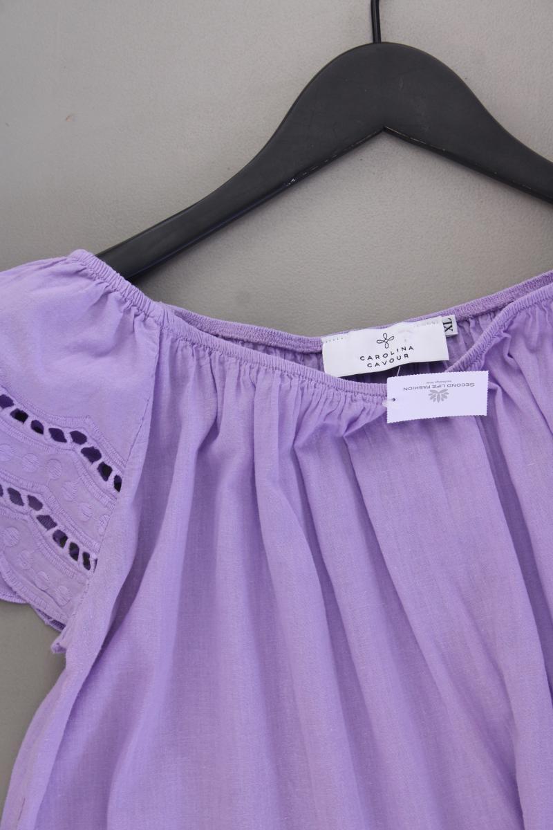 CAROLINA CAVOUR Kurzarmbluse Gr. XL lila aus Baumwolle