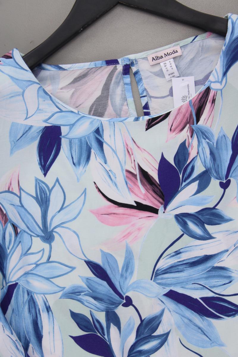 Alba Moda Classic Bluse Gr. 42 mit Blumenmuster 3/4 Ärmel blau