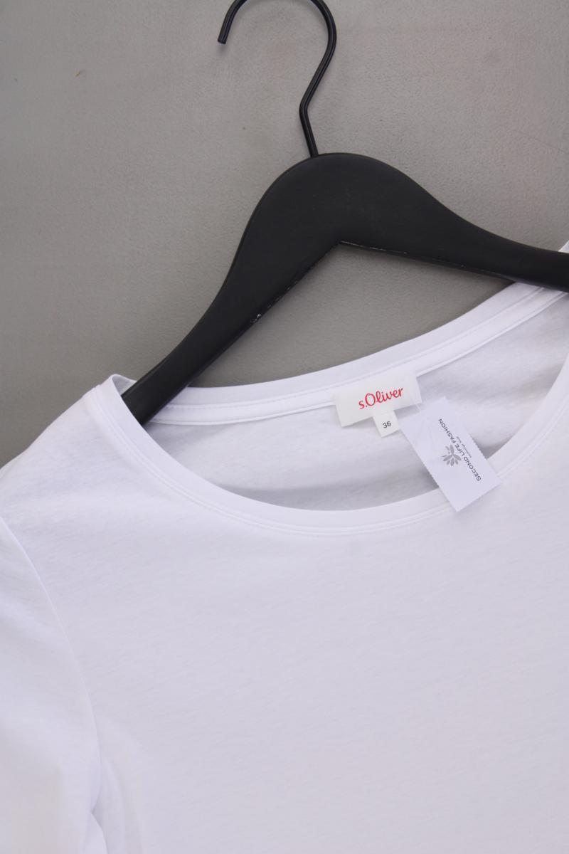 s.Oliver T-Shirt Gr. 36 neuwertig Kurzarm weiß aus Baumwolle