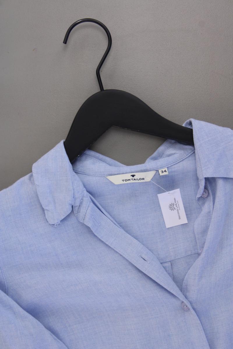Tom Tailor Langarmbluse Gr. 34 neuwertig blau aus Viskose