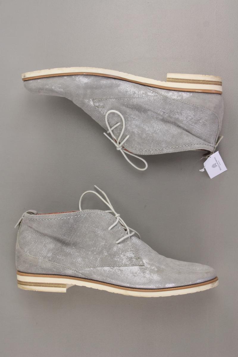 Carmens Padova Schnürschuhe Gr. 39 silber aus Leder