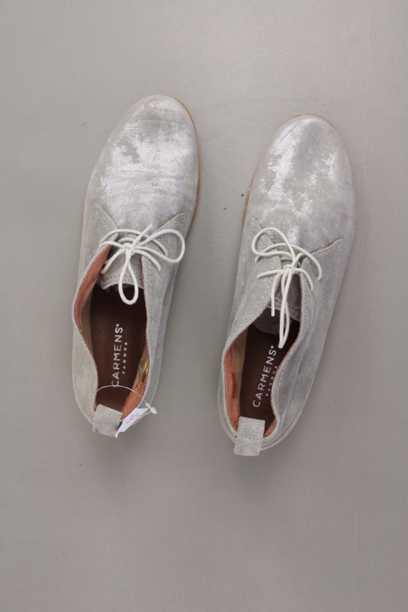 Carmens Padova Schnürschuhe Gr. 39 silber aus Leder