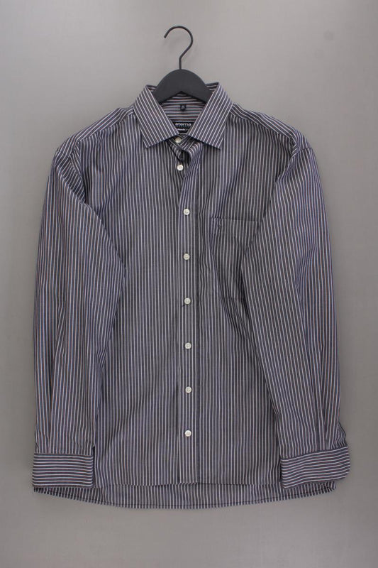 Eterna Langarmhemd für Herren Gr. Hemdgröße 42 gestreift grau aus Baumwolle