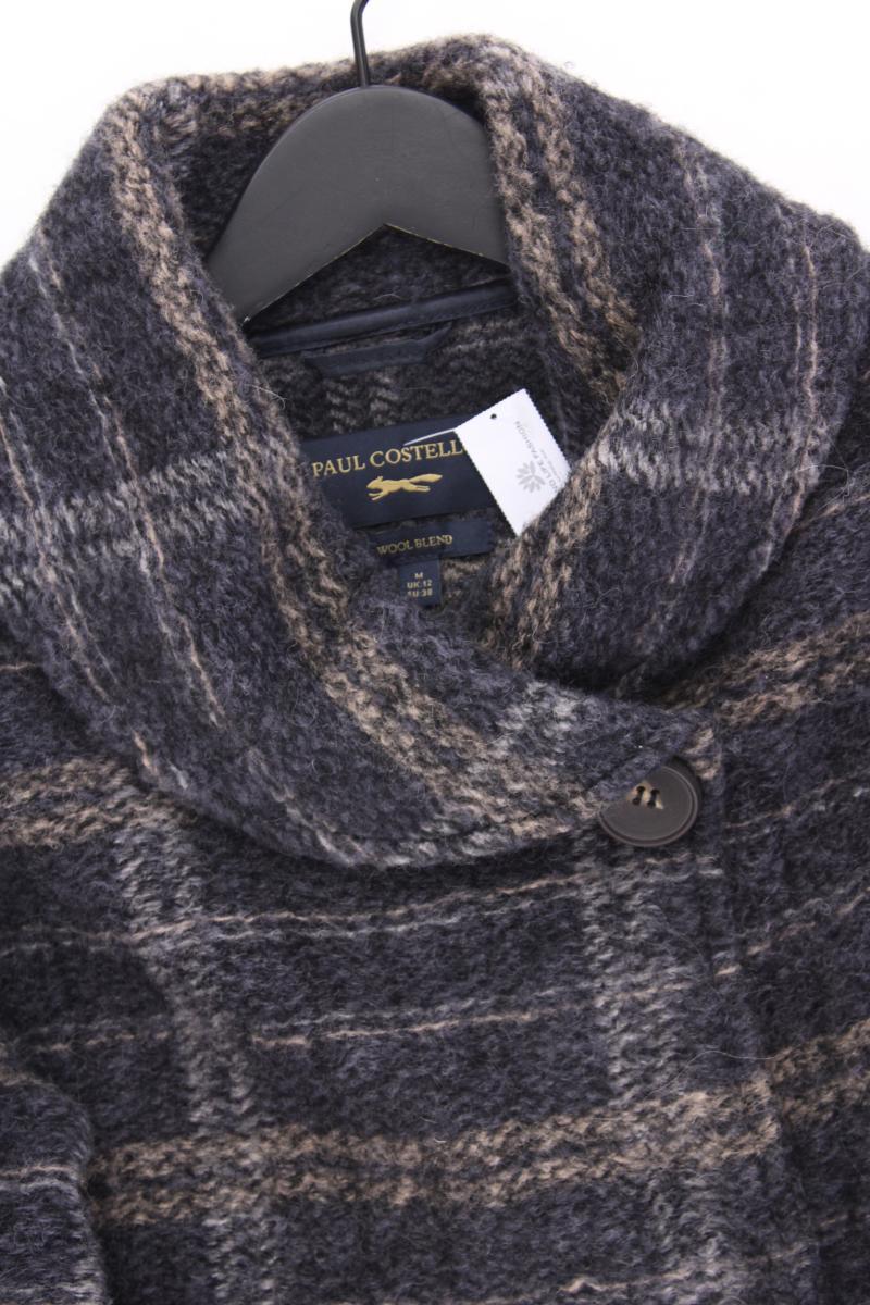 PAUL COSTELLOE Lange Jacke Gr. 38 kariert blau aus Polyester