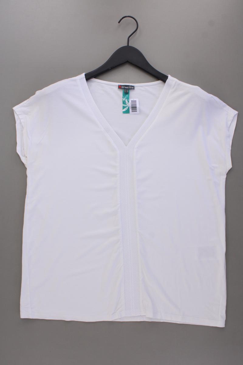 Street One Shirt mit V-Ausschnitt Gr. 42 neuwertig Kurzarm weiß aus Viskose