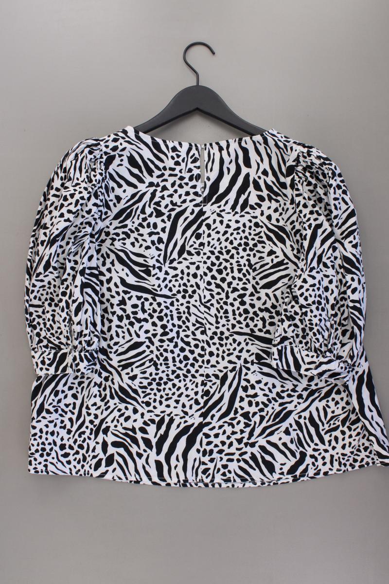 H&M Bluse weiß Gr. XL 3/4 Ärmel schwarz aus Baumwolle
