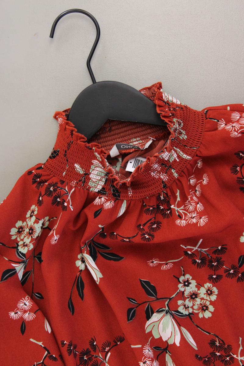Only Body Bluse Gr. 38 mit Blumenmuster Langarm orange aus Polyester