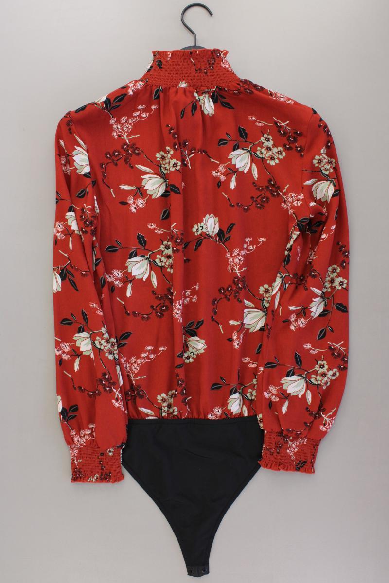Only Body Bluse Gr. 38 mit Blumenmuster Langarm orange aus Polyester