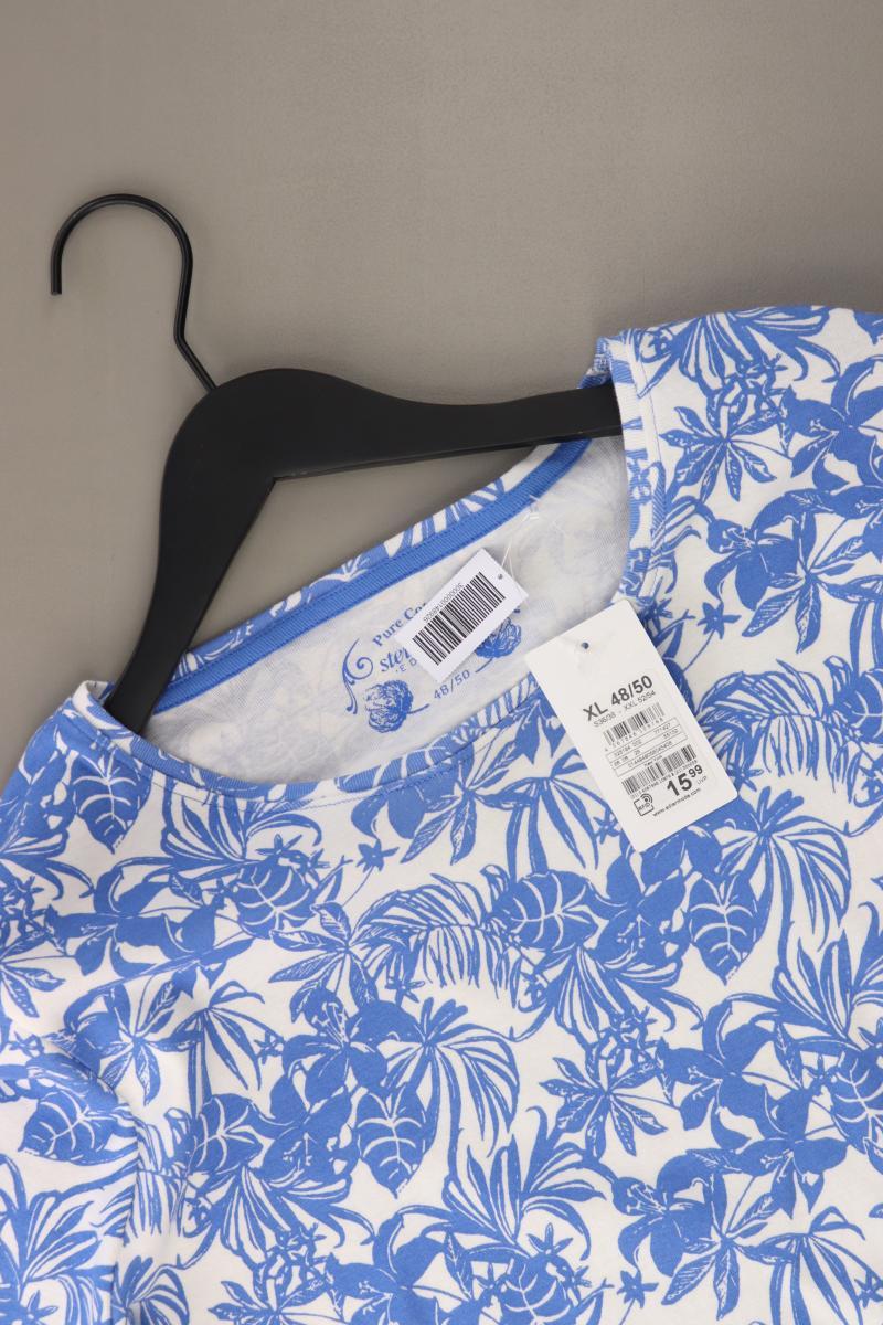 Steilmann Printshirt Gr. 48/50 neu mit Etikett Kurzarm blau aus Baumwolle