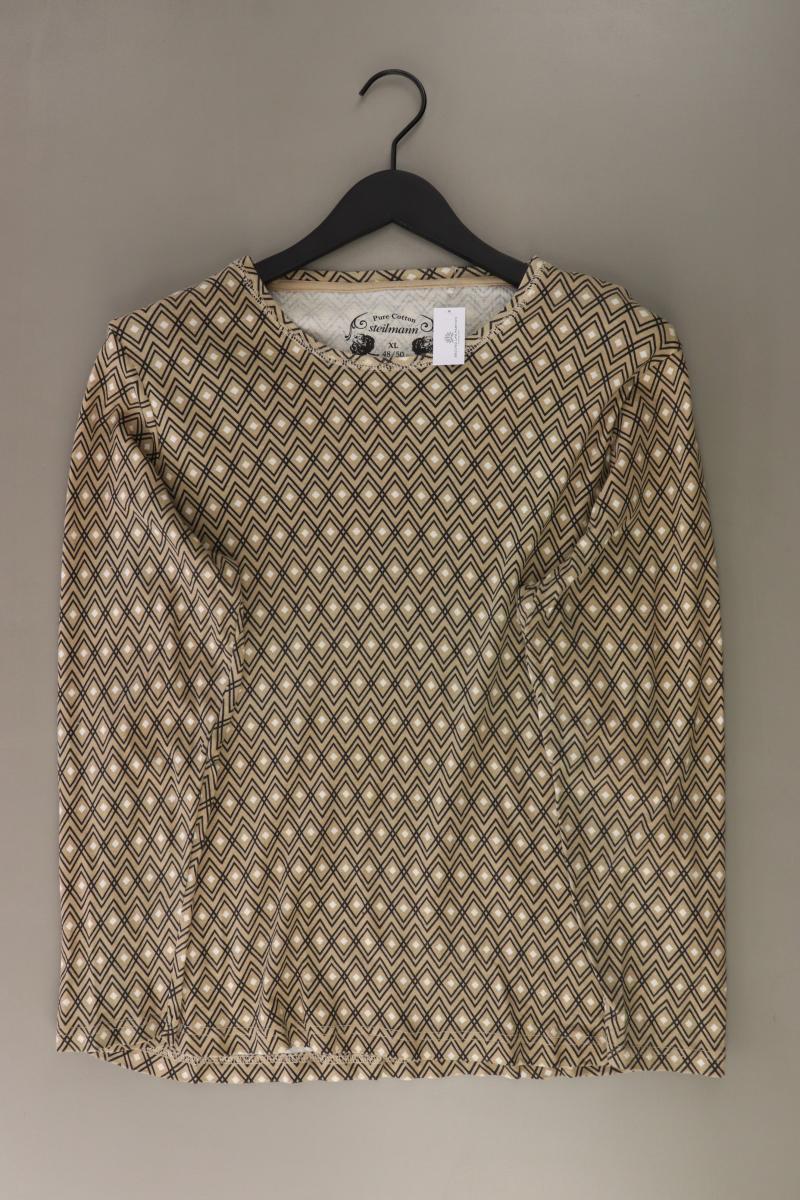 Steilmann Longsleeve-Shirt Gr. 48/50 geometrisches Muster Langarm braun
