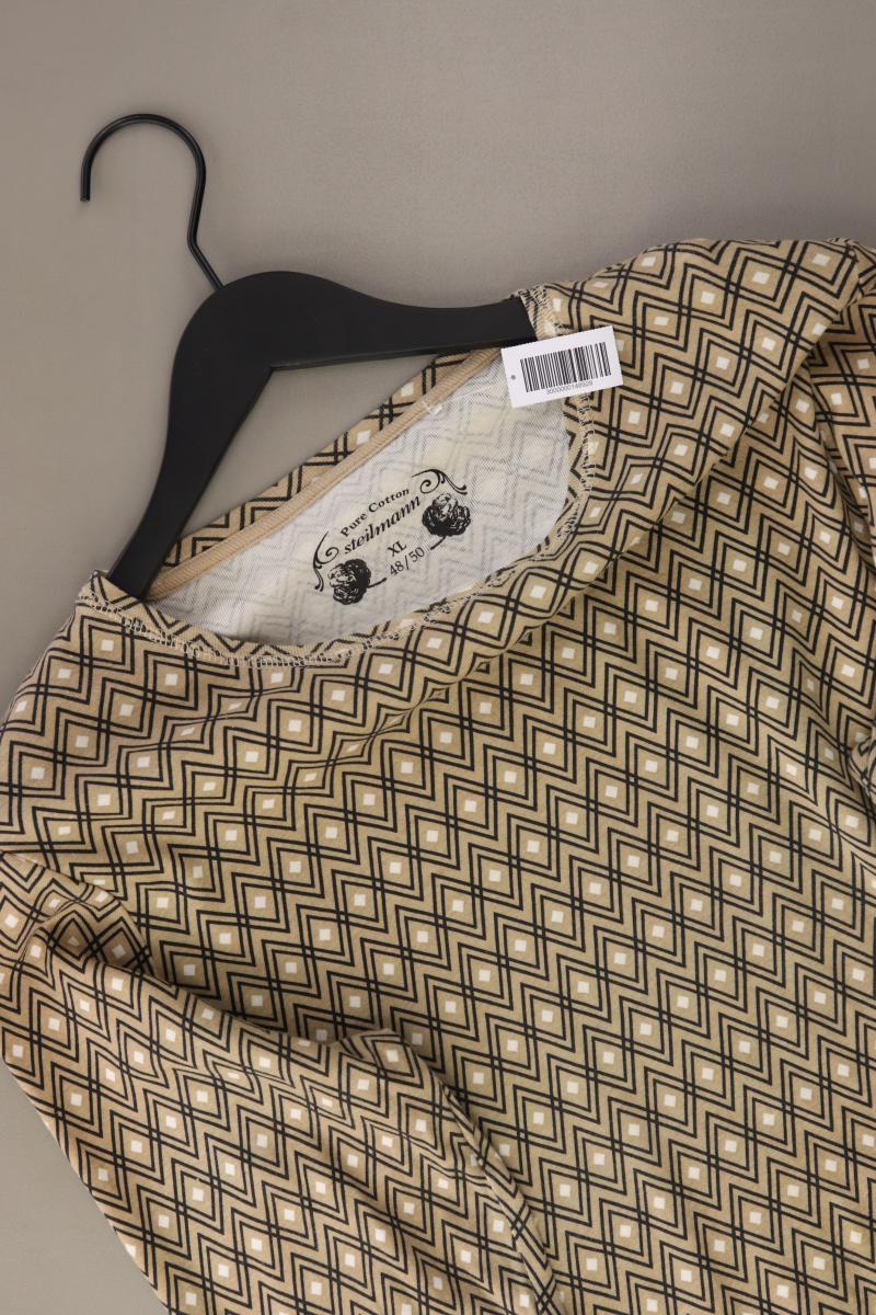 Steilmann Longsleeve-Shirt Gr. 48/50 geometrisches Muster Langarm braun