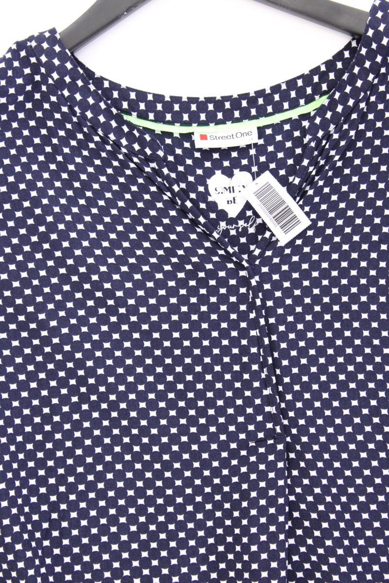 Street One Ärmellose Bluse Gr. 46 geometrisches Muster blau